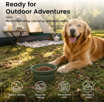 OHMO Large Collapsible Dog Bowls for Travel, 27oz, 2pcs, Camo&Sage Green