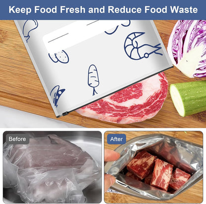 30 PCS Reusable Aluminum Foil Sealable Storage Bags, 2026 New Resealable Vacuum Zipper Pouches, Stand Up Foil Sealable Bags with Label and Zip Lock for Vegetable Fruit Meat