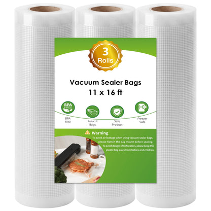 Vacuum Sealer Bags for Food Storage, 6 Rolls 11" x 20', Cut-to-Size Bags
