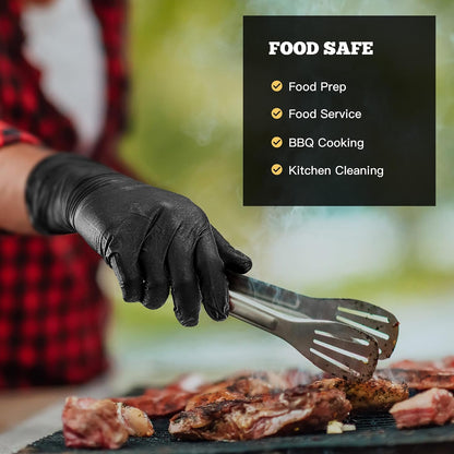 TitanFlex Heavy Duty Black Nitrile Gloves, 6 Mil, Fully Textured, Mechanic Disposable Gloves, Latex Free, Powder Free