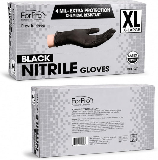 ForPro Disposable Nitrile Gloves, Chemical Resistant, Powder-Free, Latex-Free, Non-Sterile, Food Safe, 4 Mil