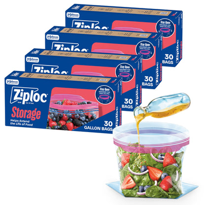 Ziploc Gallon Food Storage Bags, Stand-Up Bottom, 81 Count