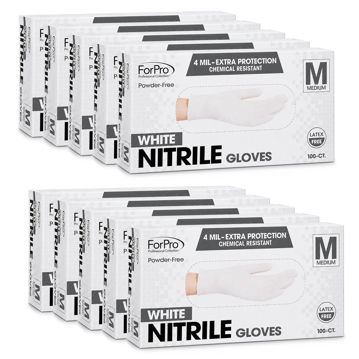 ForPro Disposable Nitrile Gloves, Chemical Resistant, Powder-Free, Latex-Free, Non-Sterile, Food Safe, 4 Mil