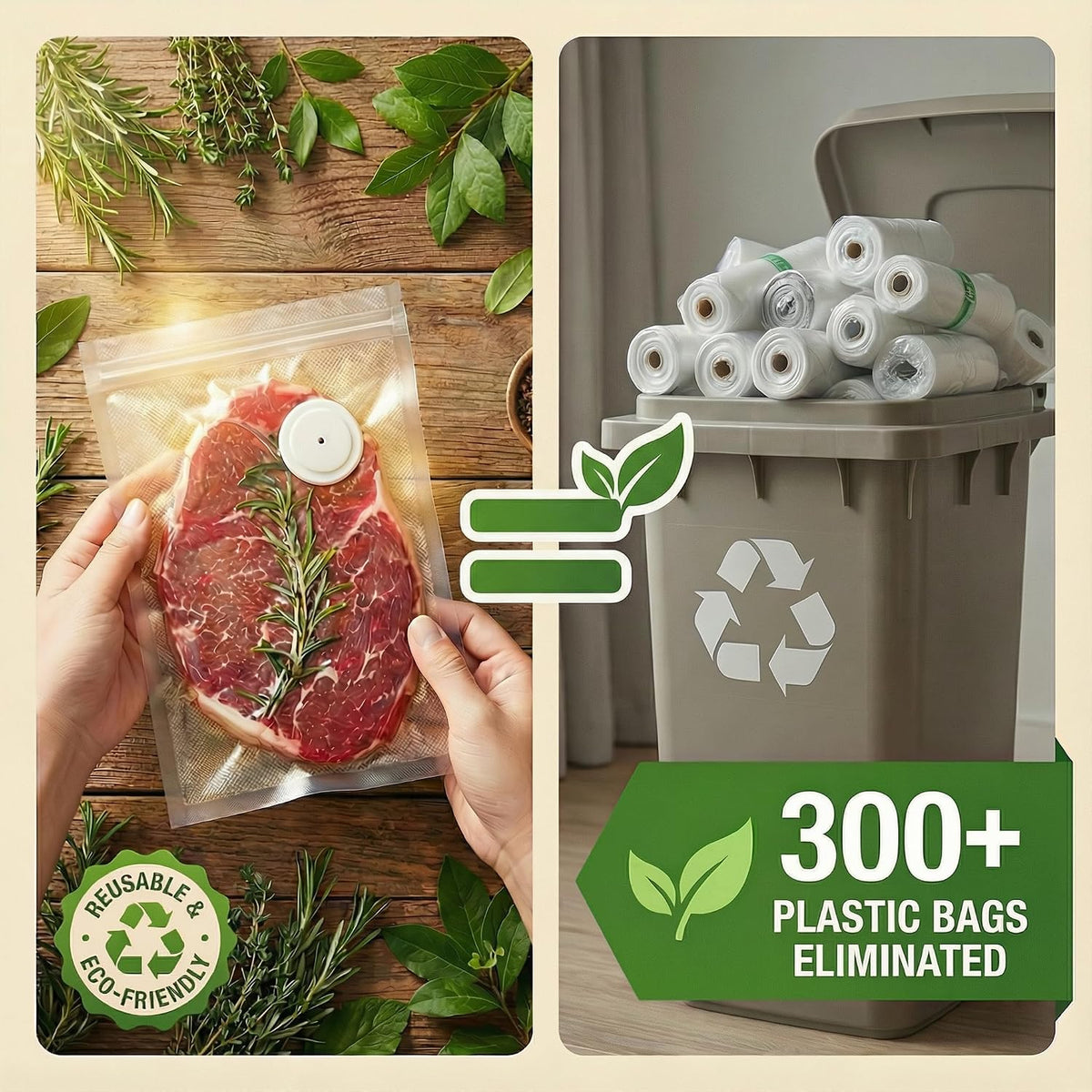 ZKIRON Wide Large Reusable Vacuum Sealer Bags for Food, 20 Pack, 12"x14"