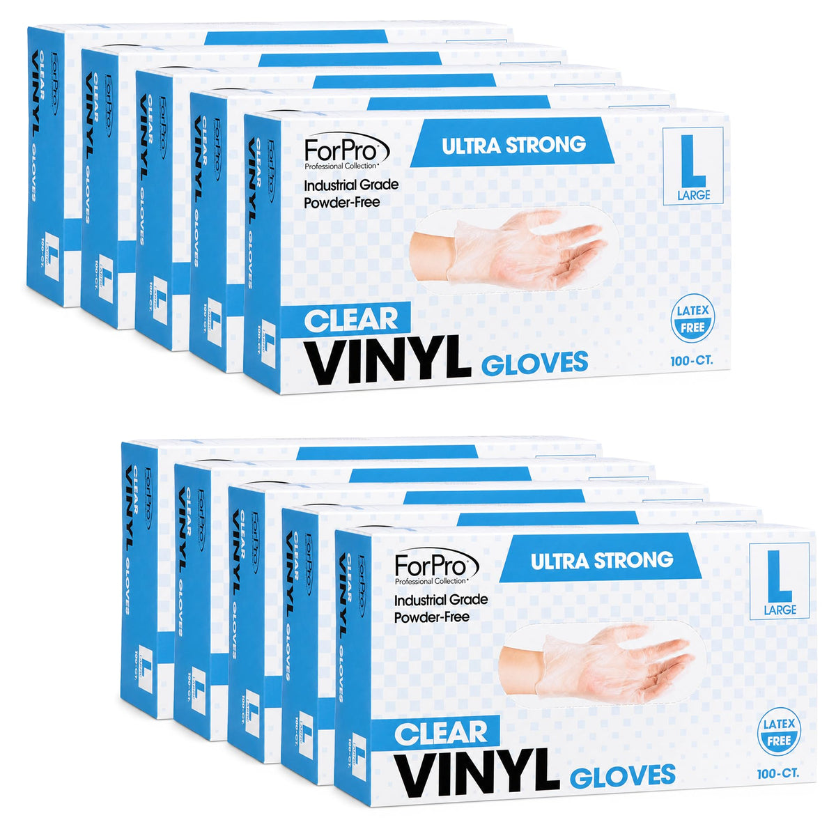 ForPro Disposable Vinyl Gloves, 3.9 Mil, Powder & Latex-Free, Food Safe