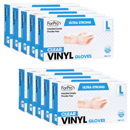ForPro Disposable Vinyl Gloves, 3.9 Mil, Powder & Latex-Free, Food Safe