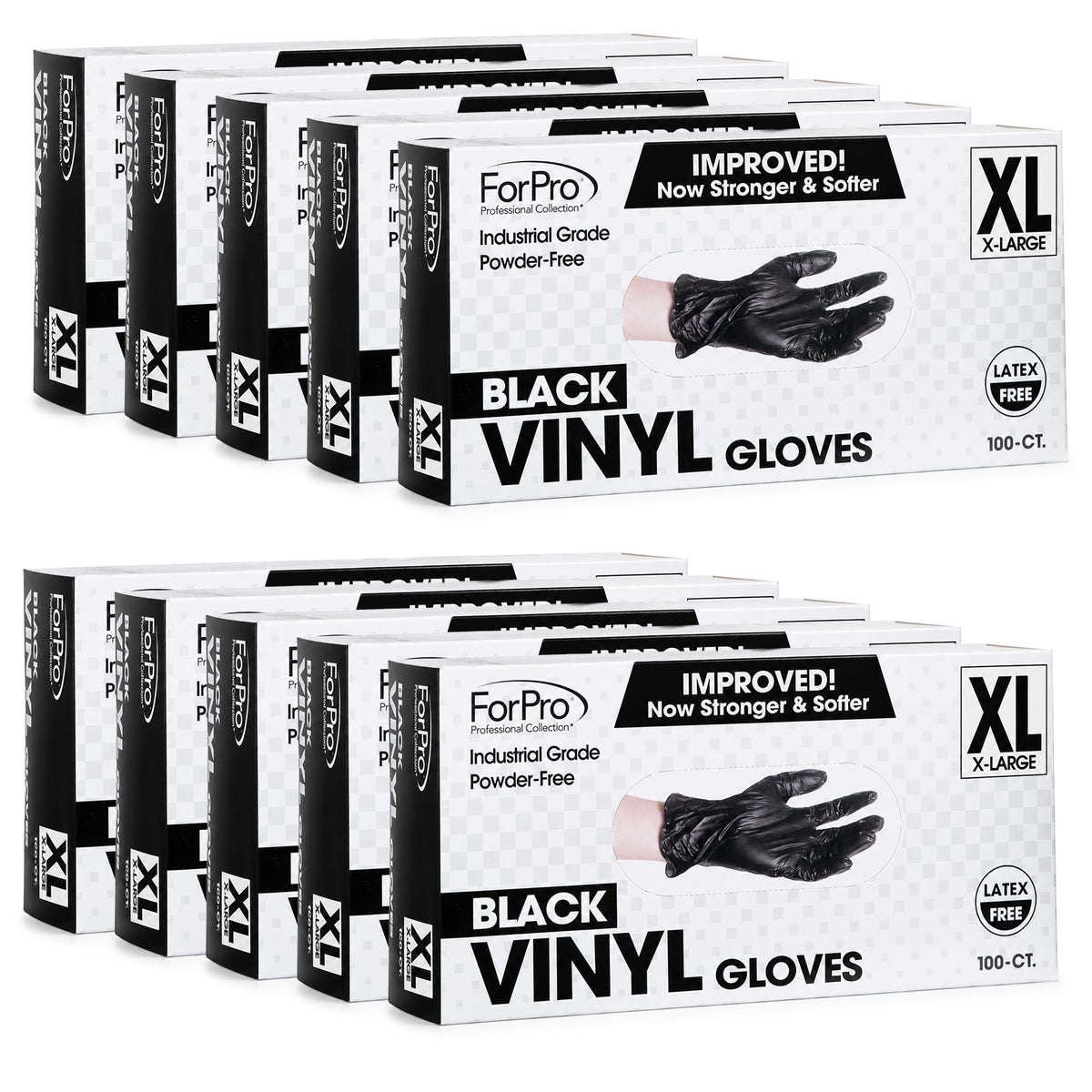 ForPro Disposable Vinyl Gloves, 3.9 Mil, Powder & Latex-Free, Food Safe