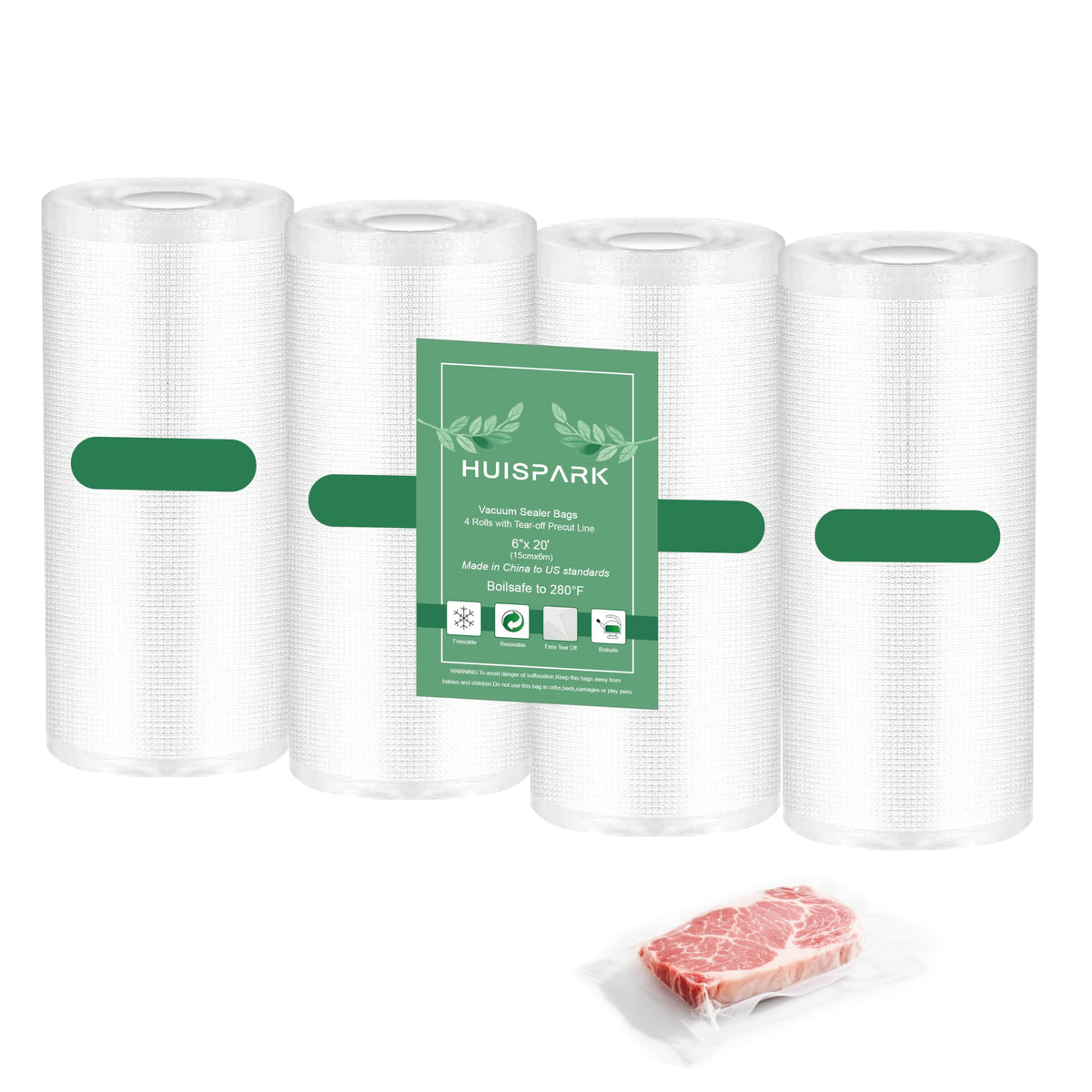 Vacuum Sealer Bags,Heavy Duty Pre-Cut Design Commercial Grade 4x6 Inch Food Sealable Bag for Heat Seal Food Storage, Seal Bag Boilsafe to 280°F Freezable, Resizable,Reuseable (100Pcs)