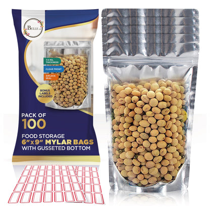 5x8 Mylar Bags for Food Storage - Pack Of 100-7.5mil Thickness