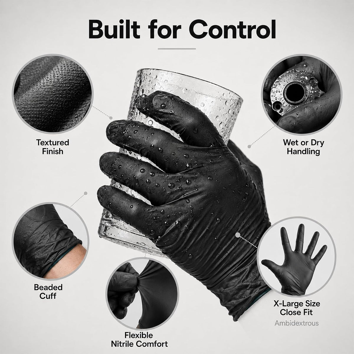 ForPro Disposable Nitrile Gloves, Chemical Resistant, Powder-Free, Latex-Free, Non-Sterile, Food Safe, 4 Mil