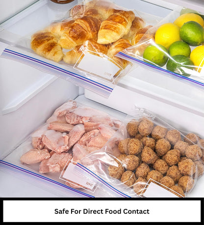 Gallon Food Storage Bags, Thick Non-Stand-Up Bag, Double Zipper Seal, BPA-Free, with Write-On Space - 120 Count