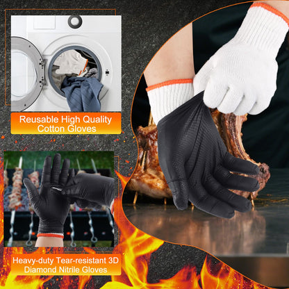 ANBOSON BBQ Gloves Disposable, Heat Resistant Grilling Gloves for Cooking