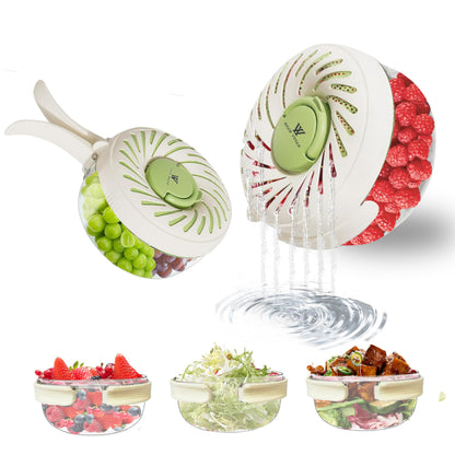 Fruit Washing Bowl with Strainer and Lid with Handle, Portable Strainers and Colander for Kitchen, Vegetable Wash Drain Basket, 3 in 1 Berry Fruit Storage Containers for Fridge Kitchen Picnic Outdoor