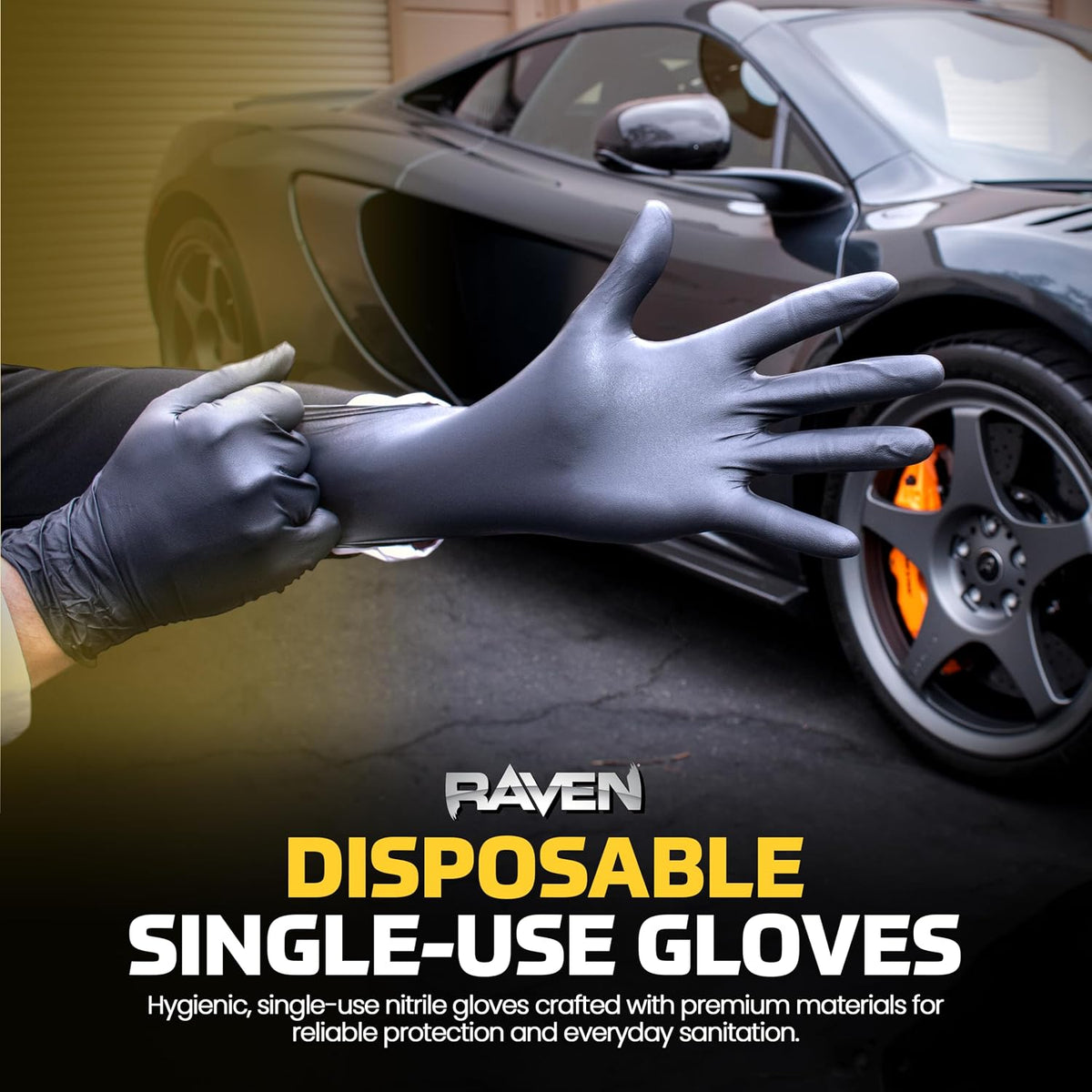 Raven Powder Free Nitrile Disposable Gloves | 7 Mil | Latex Free, Chemical + Puncture Resistant, Single Use |