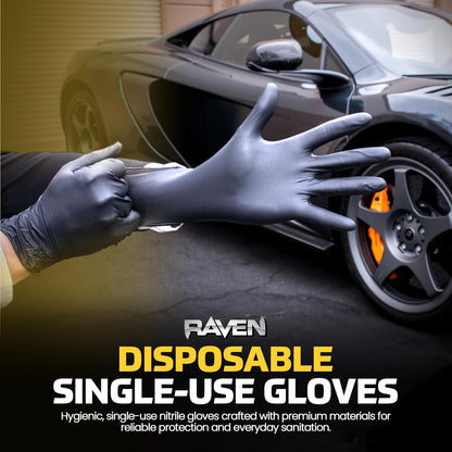 Raven Powder Free Nitrile Disposable Gloves | 7 Mil | Latex Free, Chemical + Puncture Resistant, Single Use |