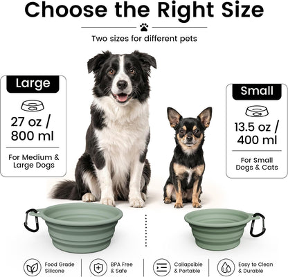 OHMO Large Collapsible Dog Bowls for Travel, 27oz, 2pcs, Camo&Sage Green