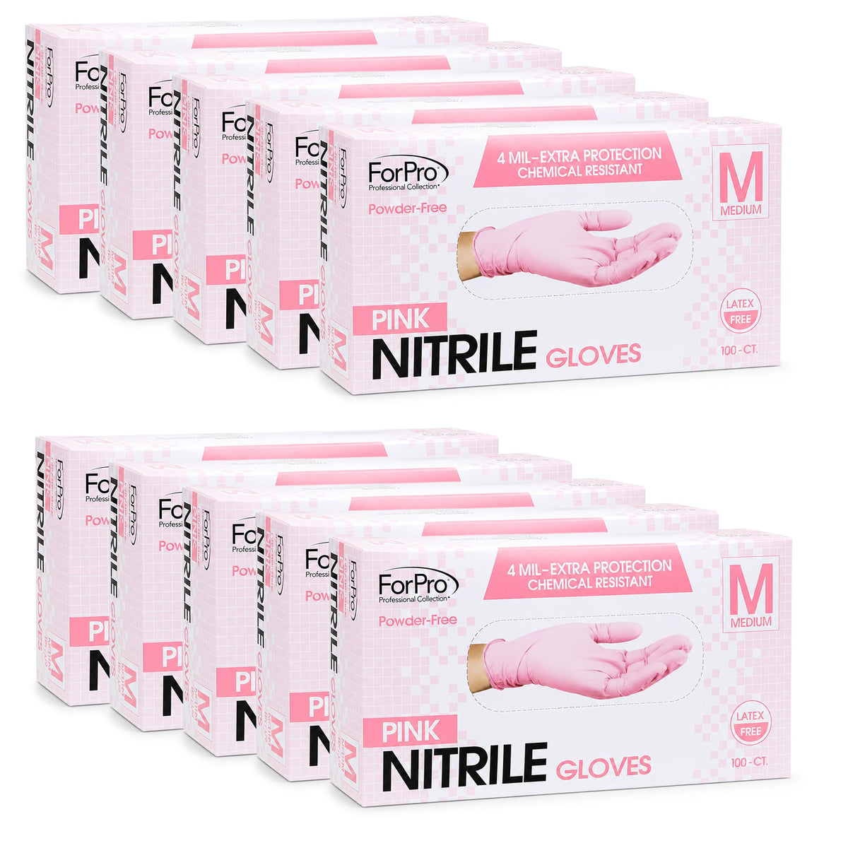 ForPro Disposable Nitrile Gloves, Chemical Resistant, Powder-Free, Latex-Free, Non-Sterile, Food Safe, 4 Mil