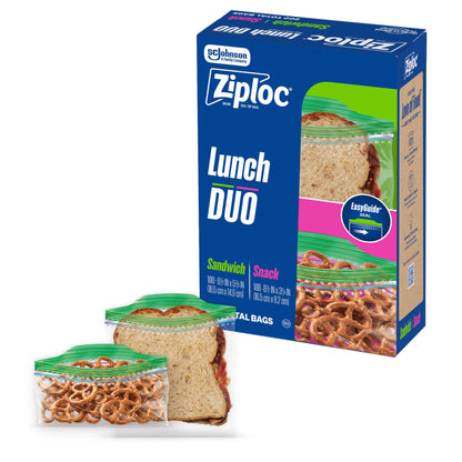 Ziploc Lunch Trio Food Storage Bags Variety Pack, 225 Total Bags