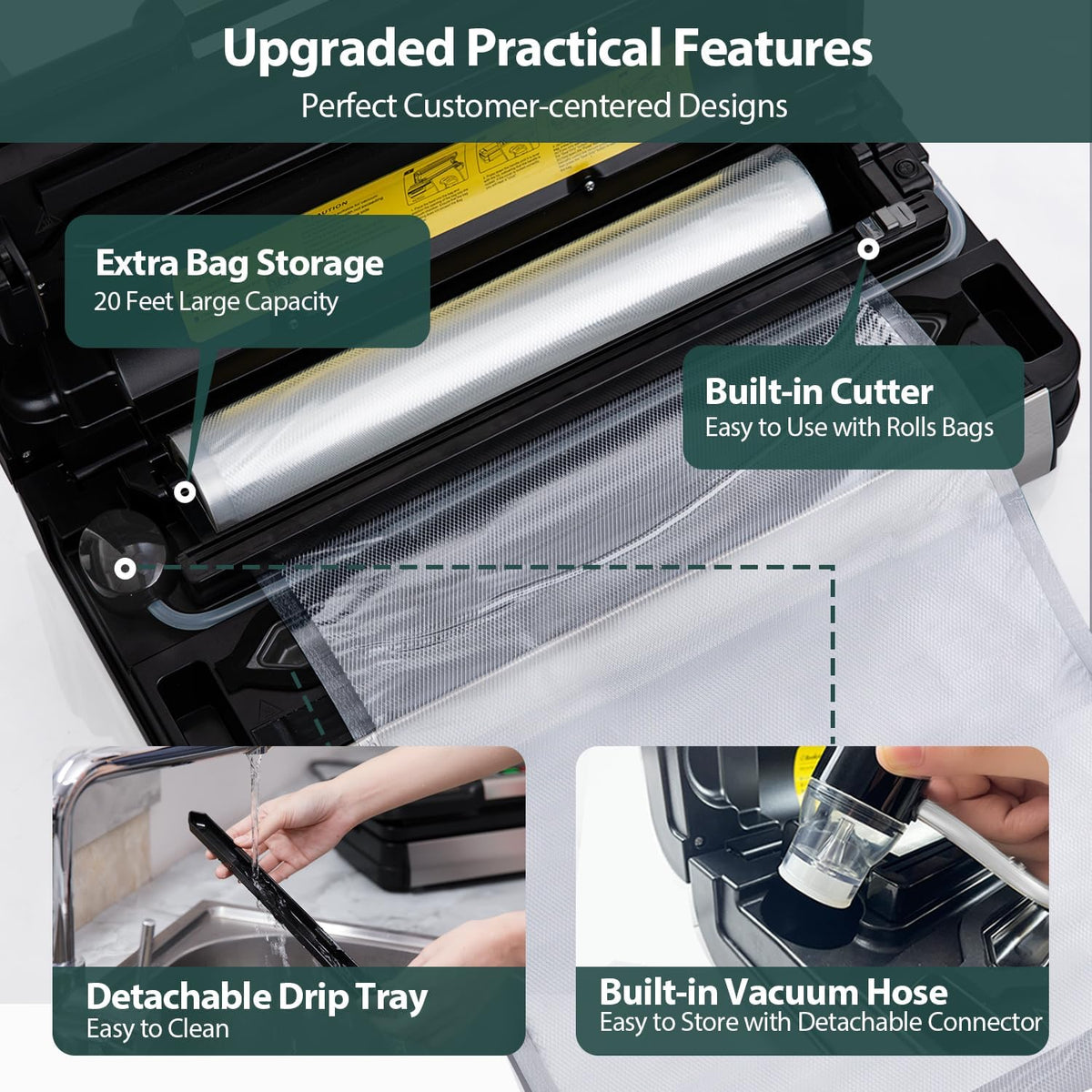 Beelicious Pro Vacuum Sealer Machine for Food, Multiple Modes For Meal Prep