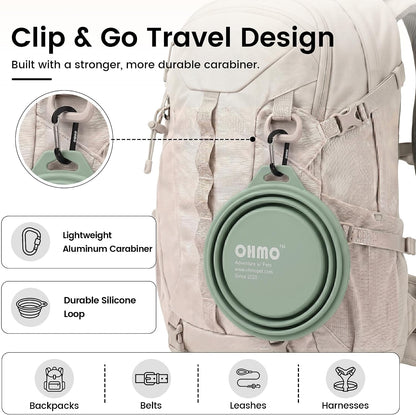 OHMO Large Collapsible Dog Bowls for Travel, 27oz, 2pcs, Camo&Sage Green