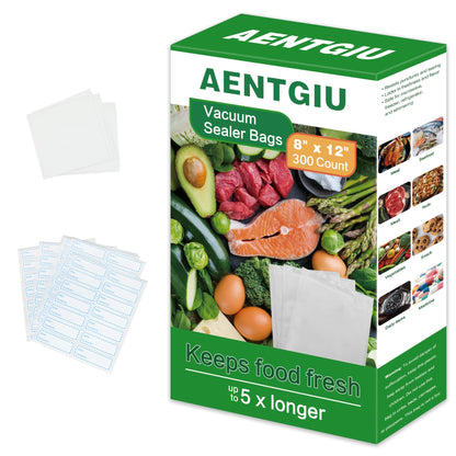 AENTGIU 200 Precut Vacuum Sealer Bags For Food, 8x12 Inch Thick BPA-Free