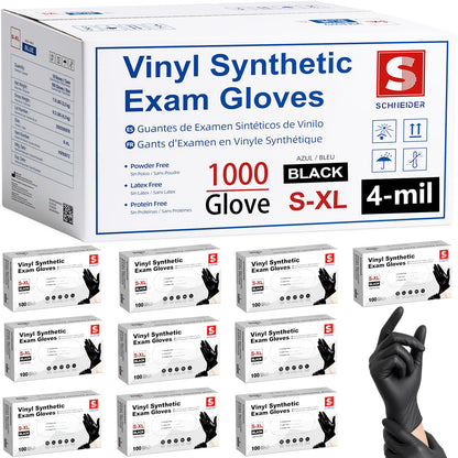 Schneider Medical Nitrile/Vinyl Blend Exam Gloves, Black Disposable
