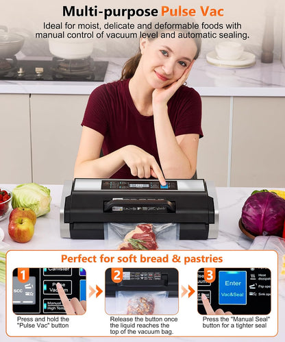 95KPa 10-in-1 Commercial Vacuum Sealer Double Heat Seal Device
