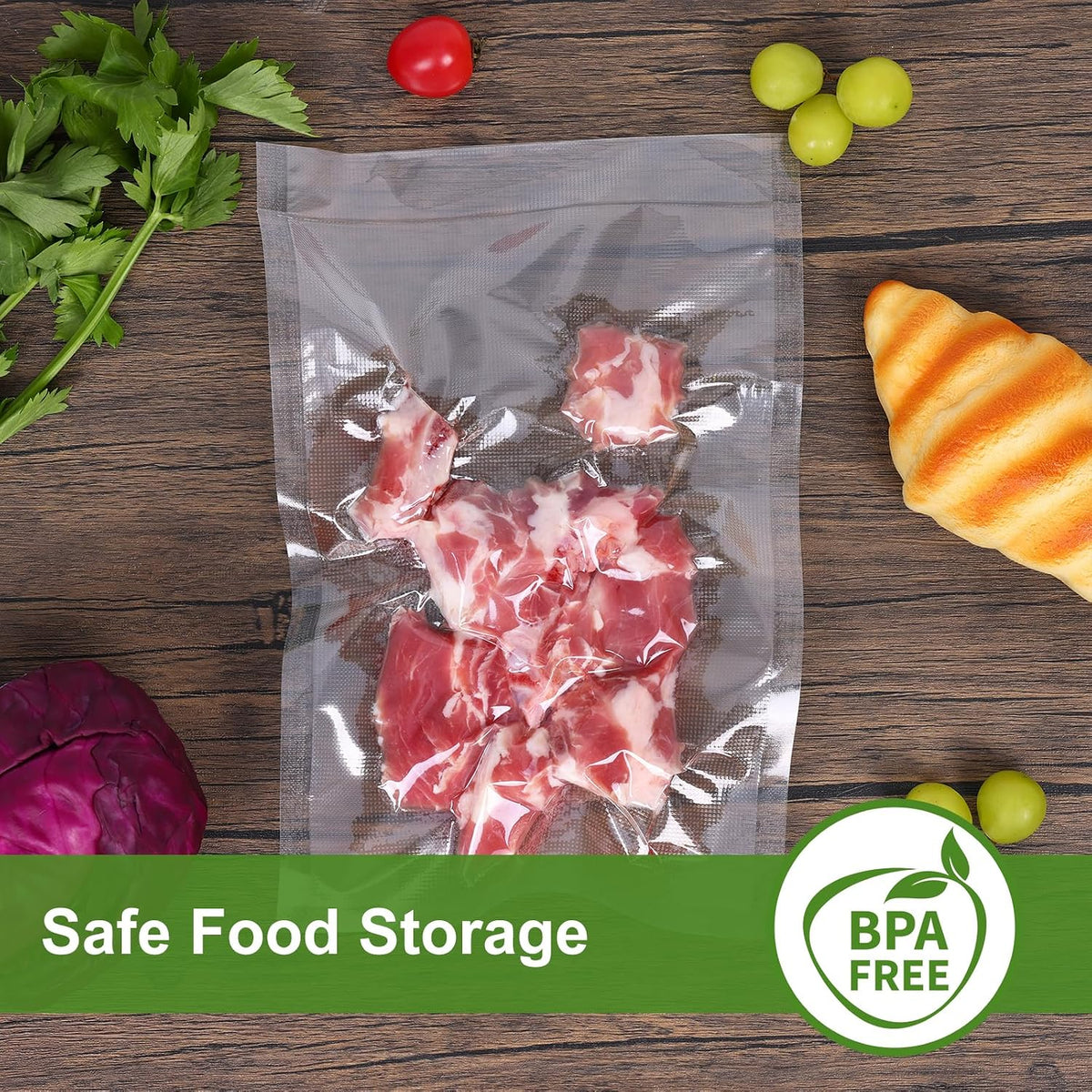 Vacuum Sealer Bags for Food Storage, 8" x 12" Vacuum Seal Bags, 200 Count