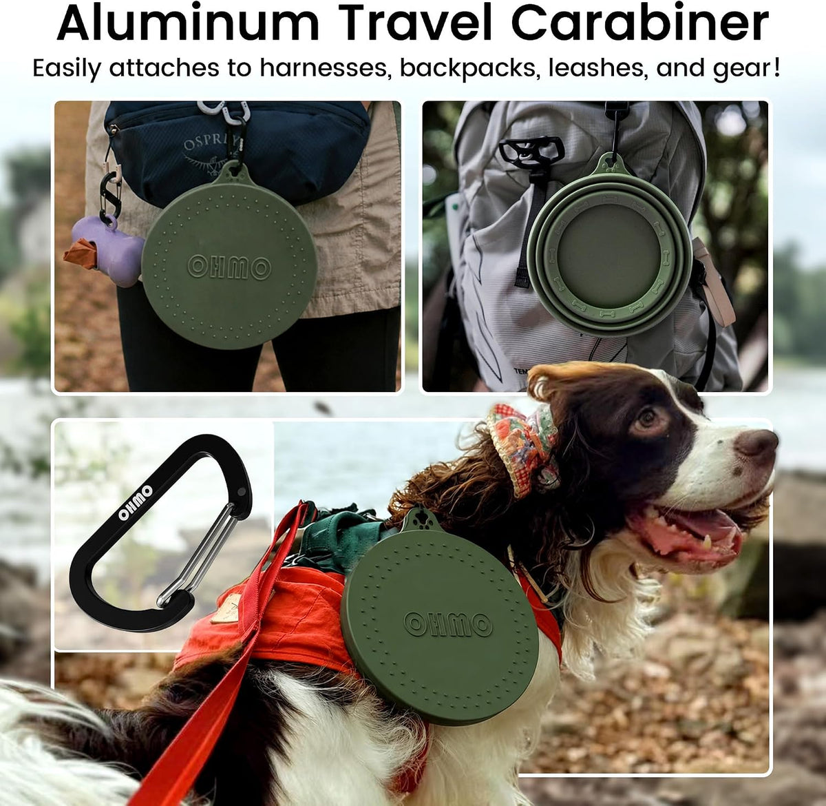 OHMO Spill Proof Collapsible Dog Bowl, 34oz Portable Dog Water Bowl