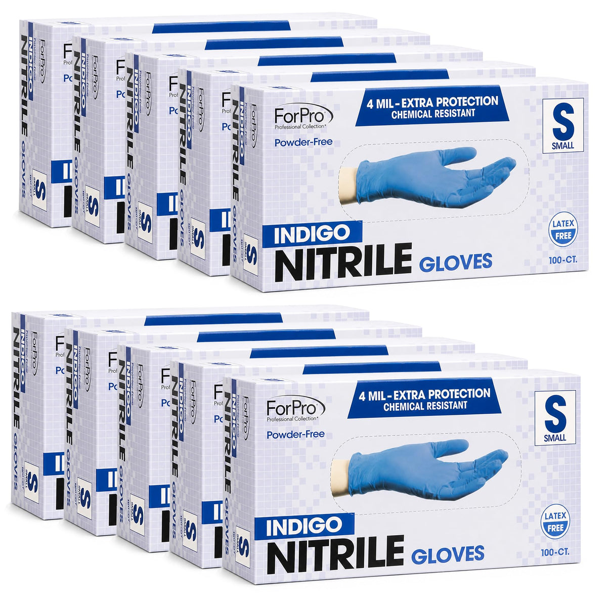 ForPro Disposable Nitrile Gloves, Chemical Resistant, Powder-Free, Latex-Free, Non-Sterile, Food Safe, 4 Mil