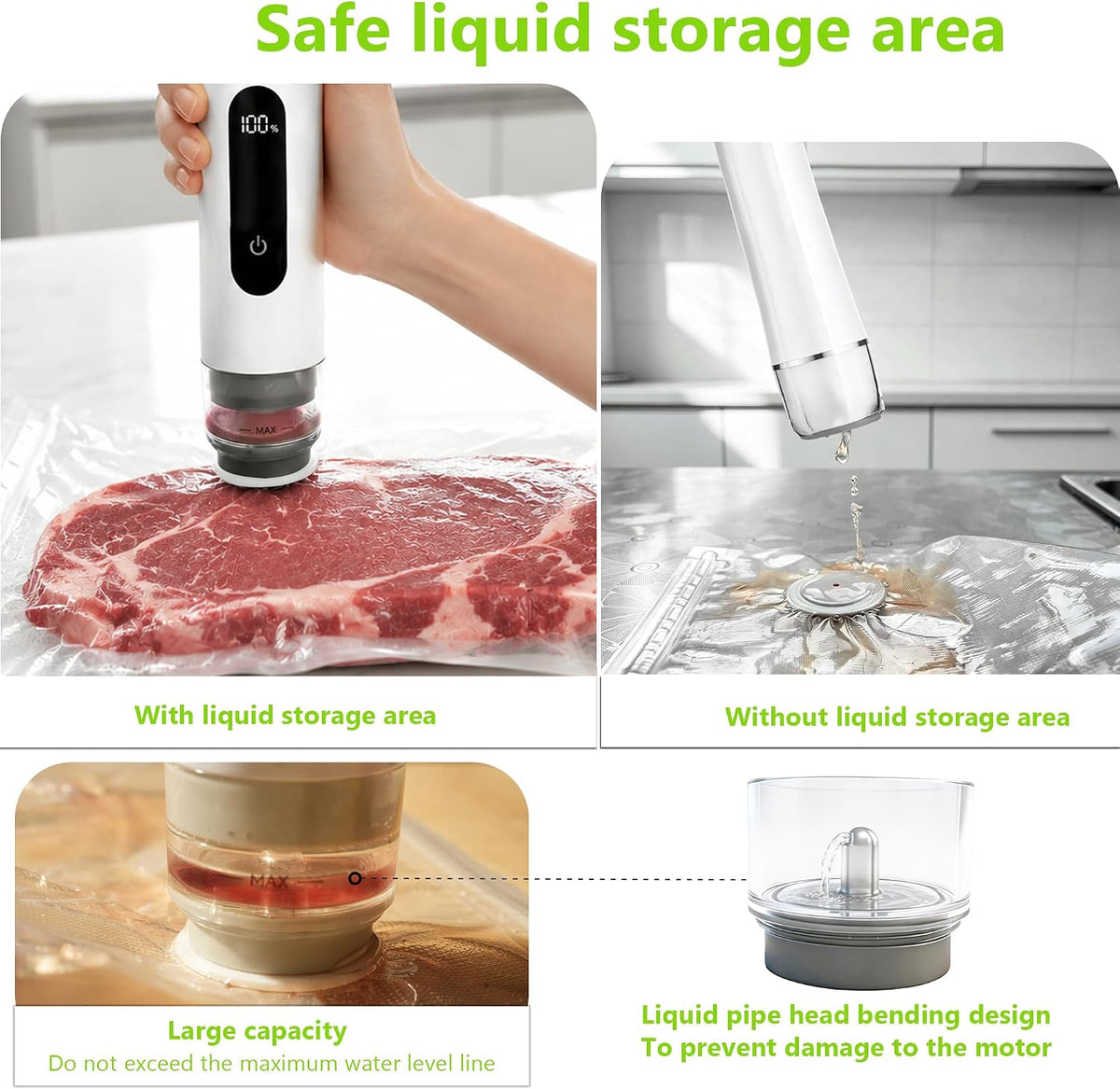 Compact Vacuum Sealer for Food Storage: Portable Handheld Food Sealer, 80kPa Suction, 1800mAh Battery, 30 Reusable Vacuum Bags, Preserve 5X Freshness with Easy Operation