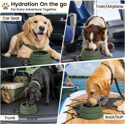 OHMO Spill Proof Collapsible Dog Bowl, 34oz Portable Dog Water Bowl