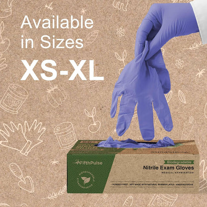 Biodegradable Disposable Medical Gloves Medium - 150 Count - Violet Blue Nitrile Gloves - Medical Exam Powder and Latex Free Gloves - Surgical and Dental Grade with Textured Fingertips