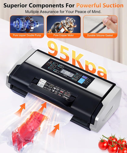 95KPa 10-in-1 Commercial Vacuum Sealer Double Heat Seal Device