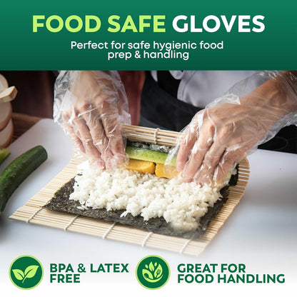 Keppi 600 Pack Disposable Food Prep Gloves – Clear Polyethylene, Latex- BPA & Powder-Free – Bulk Kitchen Gloves for Cooking, Catering, BBQ, Baking, Restaurant Food Handling