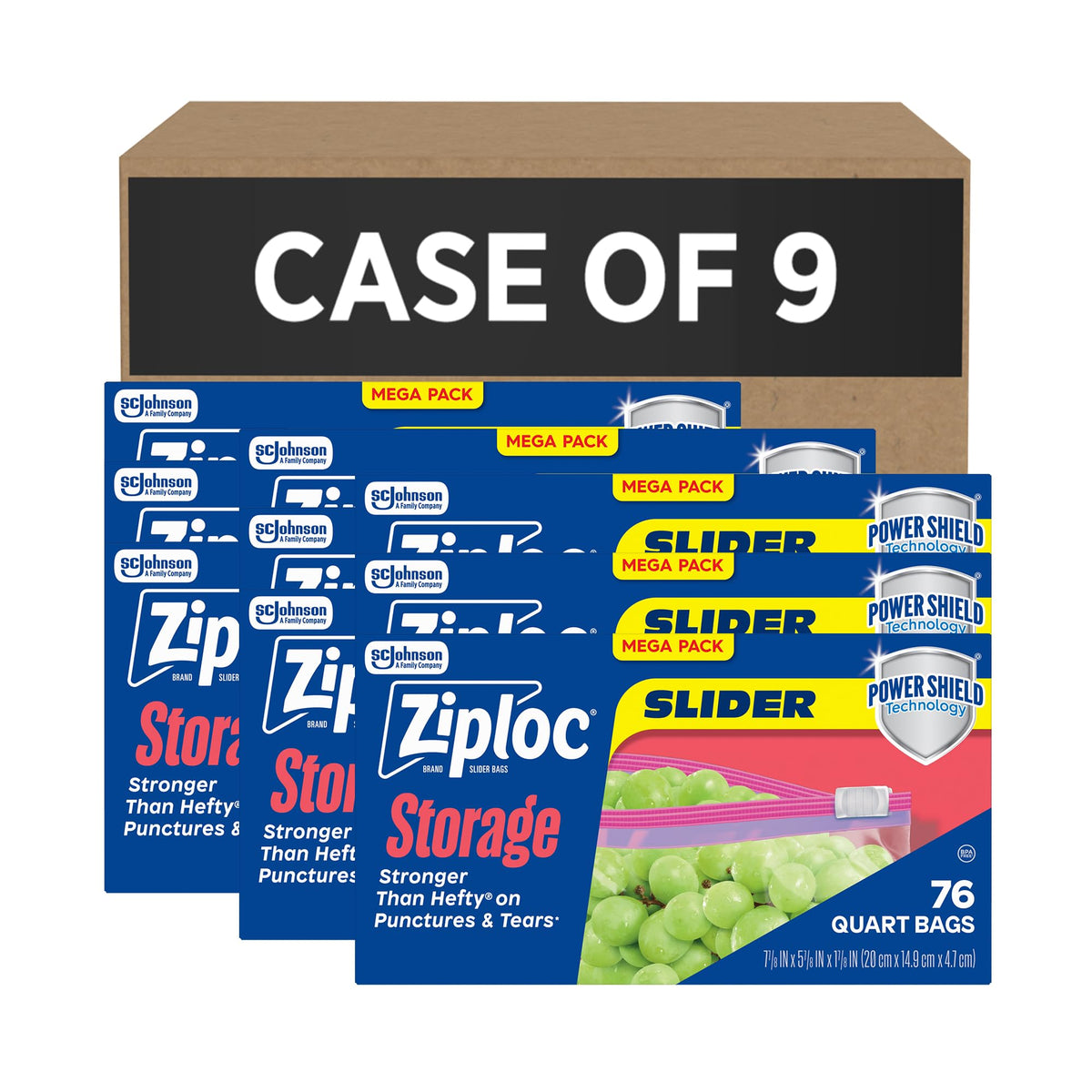 SC Johnson Professional, Ziploc Storage Bags, For Food Organization and Storage, Double Zipper Seal, Easy-Open Tabs Quart, 500 Count