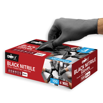 London Labs Black Nitrile Gloves Disposable Latex Free & Powder Free, 4 Mil Rubber Glove, Cleaning, Cooking, Mechanic(XS-XXL)
