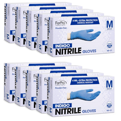 ForPro Disposable Nitrile Gloves, Chemical Resistant, Powder-Free, Latex-Free, Non-Sterile, Food Safe, 4 Mil