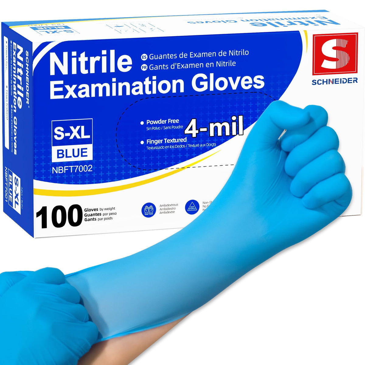 Schneider Nitrile Gloves, Gloves Disposable Latex Free, Powder Free
