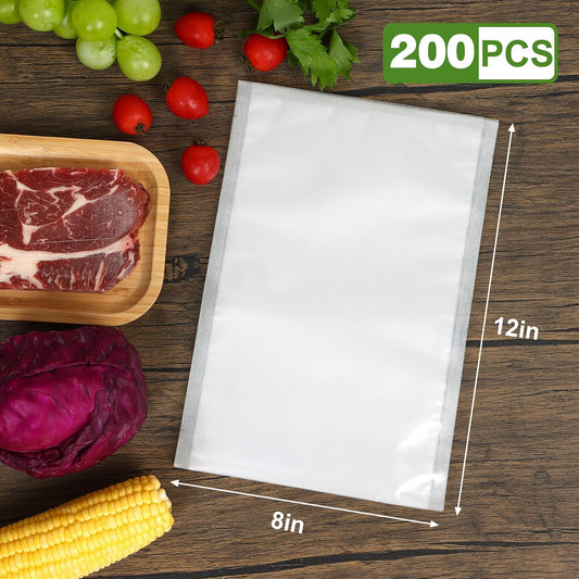 Vacuum Sealer Bags for Food Storage, 8" x 12" Vacuum Seal Bags, 200 Count