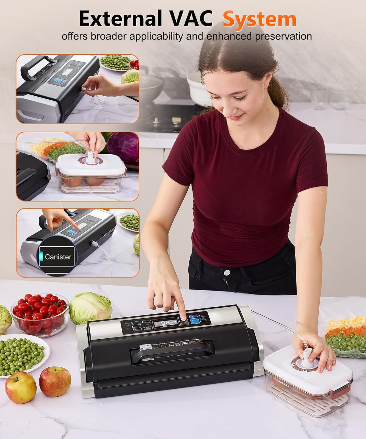 95KPa 10-in-1 Commercial Vacuum Sealer Double Heat Seal Device
