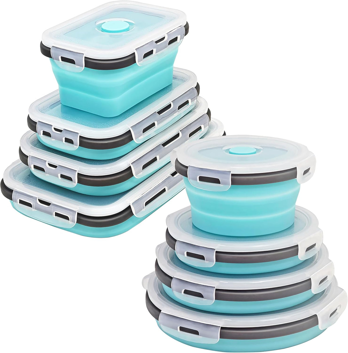 8 Collapsible Food Storage Containers, Silicone Collapsible Food Storage Containers, Collapsible Food Storage Silicone, Rv Collapsible Bowls, Collapsible Storage Containers for Food Camping