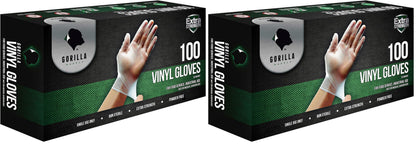 GORILLA SUPPLY Disposable Heavy Duty Vinyl Gloves Latex & Powder Free, BPA Free Food Safe, 100, 300, 1000, S, M, L, XL
