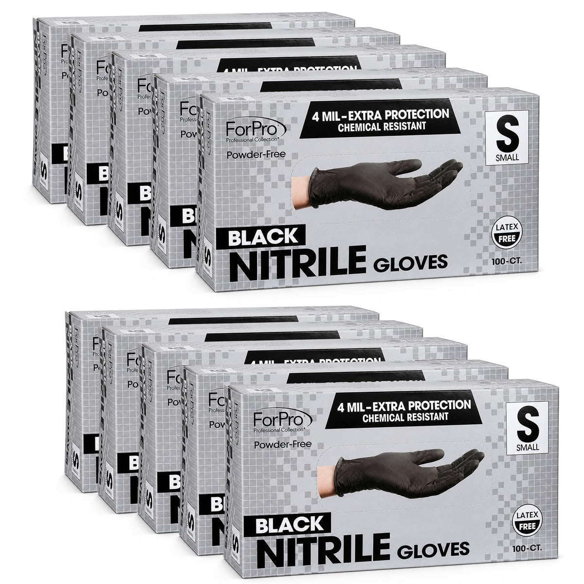 ForPro Disposable Nitrile Gloves, Chemical Resistant, Powder-Free, Latex-Free, Non-Sterile, Food Safe, 4 Mil