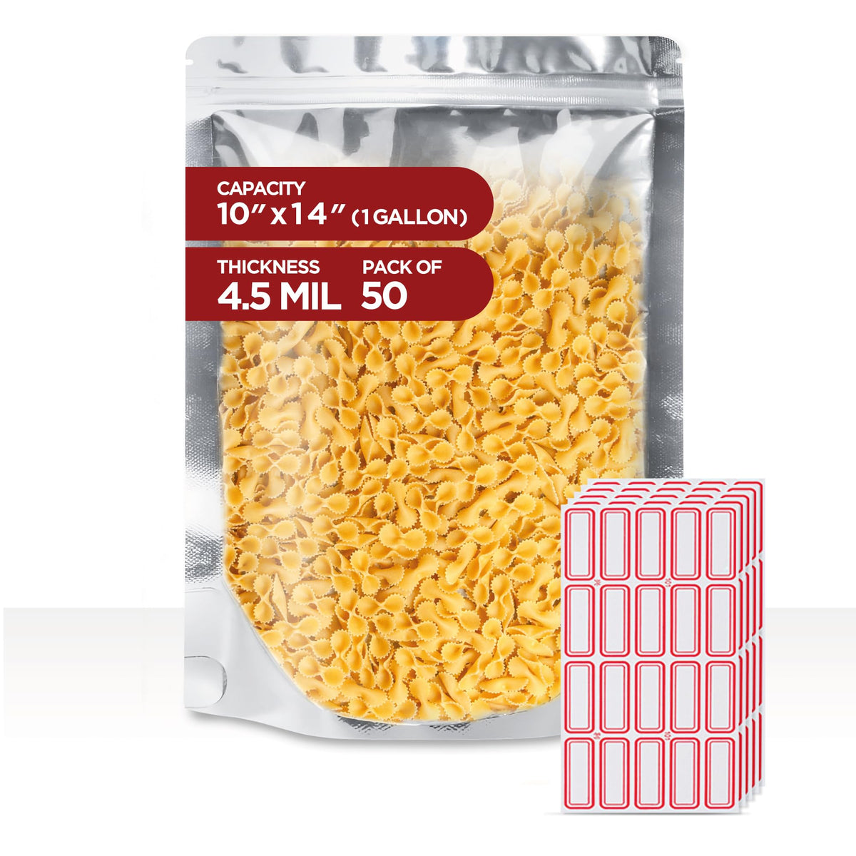 5x8 Mylar Bags for Food Storage - Pack Of 100-7.5mil Thickness