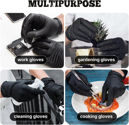 TitanFlex Heavy Duty Black Nitrile Gloves, 5 Mil, Fully Textured, Mechanic Disposable Gloves, Latex Free & Powder Free 100 ct (L)