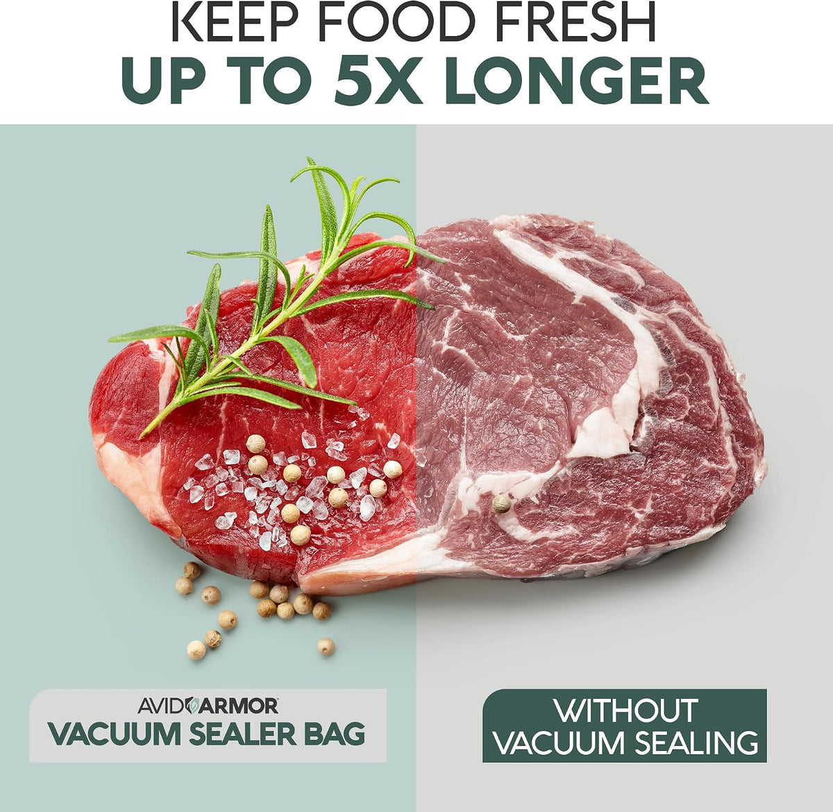 Avid Armor Food Vacuum Sealer Bags – 100-Pack, 8x12” Quart Freezer Bags