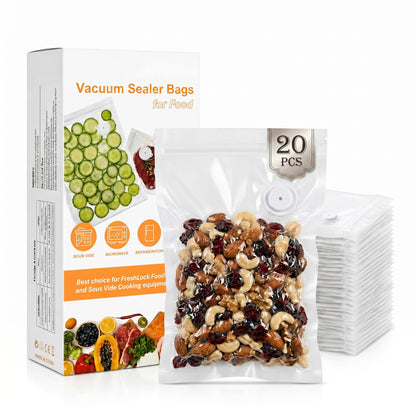 ZKIRON Wide Large Reusable Vacuum Sealer Bags for Food, 20 Pack, 12"x14"
