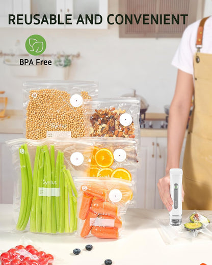 Syntus 60 Pcs Reusable Vacuum Sealer Bags for Food, S+M+L