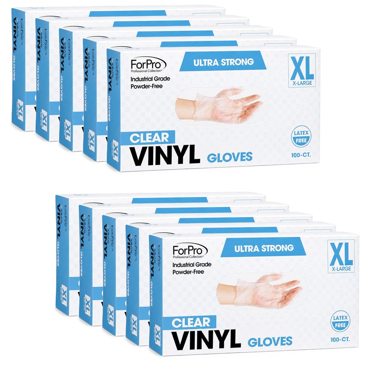 ForPro Disposable Vinyl Gloves, 3.9 Mil, Powder & Latex-Free, Food Safe